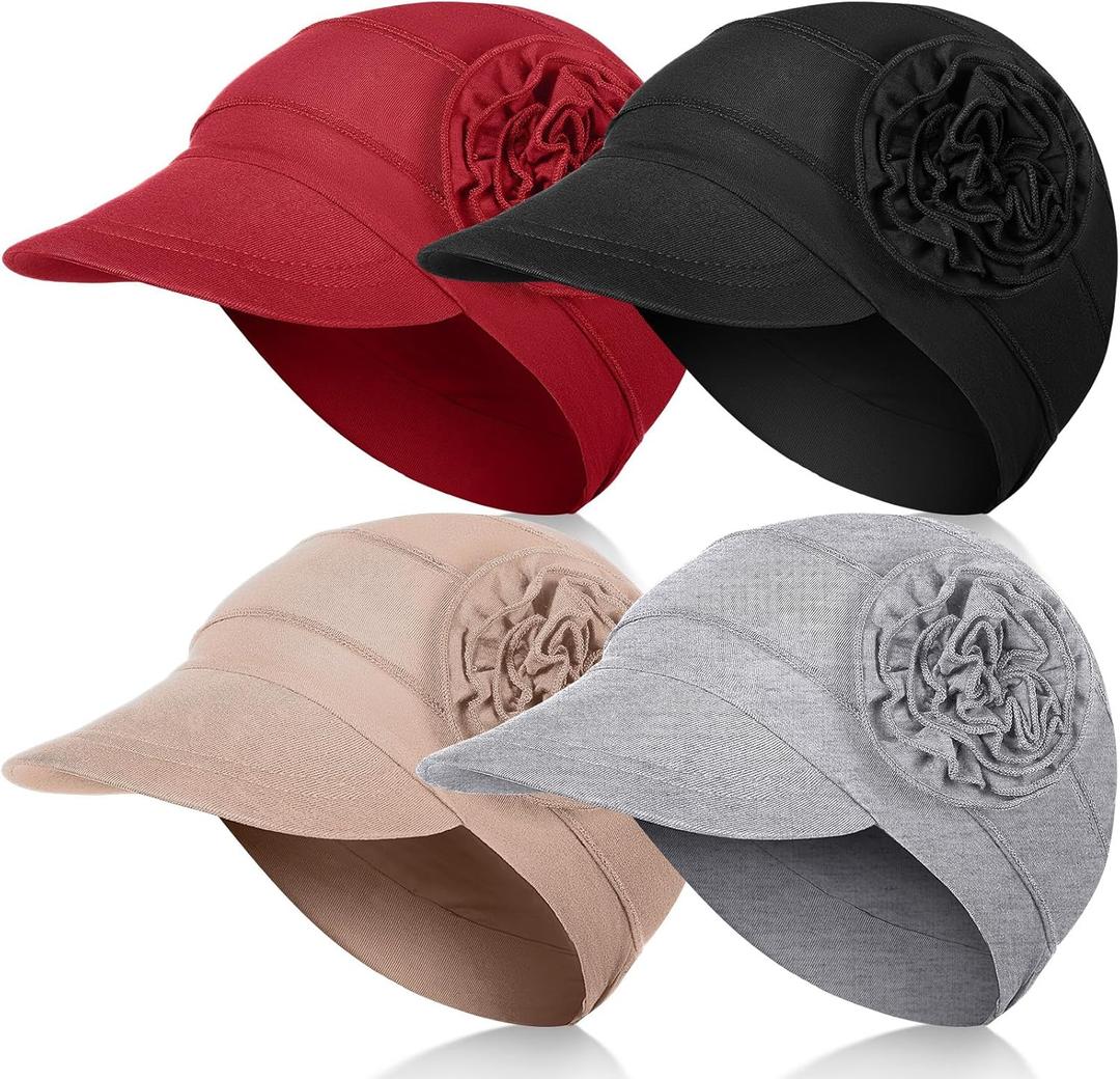 JenPen 4 Pcs Soft Chemo Cancer Hats for Women Breathable Bamboo Baseball Cap Slouch Viscose Hat for Hair Loss Cancer Headwear (Khaki,red,gray,black) JenPen 4 Pcs Soft Chemo Cancer Hats for Women Breathable Bamboo Baseball Cap Slouch Viscose Hat for Hair Loss Cancer Headwear (Khaki,red,gray,black)