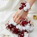 Wine Red Wrist Corsage for Prom, 6pcs Burgundy Rose Wrist Corsages for Wedding Bridal Bridesmaid Girl Women, Hand Flower for Wedding Party Homecoming Ceremony Anniversary Prom Flower Corsages