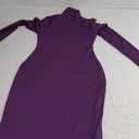 BORIFLORS Women's Sexy Basic Long Sleeve Turtleneck Bodycon Party Long Pencil Dress (Medium, Dark Purple)