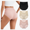 INNERSY Women's High Waist Seamless Underwear No Show Panties Full Coverage Briefs 3-Pack, L