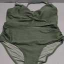 Herseas Women's Textured Bikini Sets Twist Front Top Swimsuits High Waisted Bathing Suits (Army Green) XL