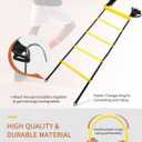 GHB Agility Ladder,Football Training Equipment Set,4 Agility Hurdles, 20 feet 12 Rungs Speed Ladder,12 Disc Cones,Resistance Parachute, Jump Rope, 5 Resistance Bands