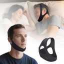 Anti Snoring Chin Strap with 4Side Adjustment,Anti Snoring Devices Breathable and Durable,Snore Stopper for CPAP Users (Black)