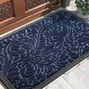 Yimobra Door Mat Outside Entrance 29.5x17, Waterproof Sturdy Outdoor Mats for Front Door, Heavy Duty Non-Slip Doormat for Garage Patio Entryway Indoor, Easy Clean, Blue