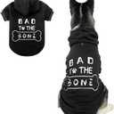 Dog Hoodies Bad The Bone Printed - Cold Protective Winter Coats Warm Puppy Pet Dog Clothes Black Color Extra Large