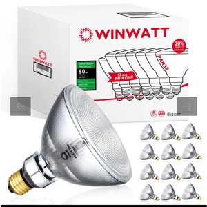 WinWatt PAR38 Flood 25-Deg. 39W, 12-Pack 50W Eq. EcoPAR Halogen Light Bulb E26 Dimmable 2900K CRI100 120V (Count of 12)