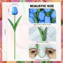 30 PCS Artificial Tulips Real Touch Tulips 13.5inch Long Stem Fake Flowers Silk Flowers for Spring Easter Mother's Day DecorationsLight Blue