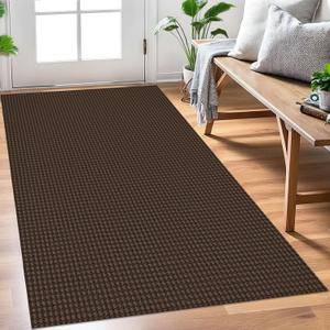 EARTHALL Woven Area Rug 3x5 Ft Washable Rugs for Entryway Braided Non Slip Rubber Backed Throw Rugs Door Mat Indoor Outdoor Entrance Cotton Carpet for Kitchen Foyer Front Door, Brown