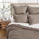 Levtex Home Mills Waffle Queen Bedspread Set (106x106in) with 2 Pillow Shams (26x20in) - Cocoa - Cotton Waffle Queen Size Bedspread Set - Lightweight, Soft, Pre-Washed