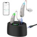 Ture Hearing Aids with Bluetooth(Not Amplifiers), Bluetooth Hearing Aids for Seniors, OTC Rechargeable Hearing Aids with Noise Cancelling, Small Hearing Aids for Adults Nano Earbuds (Silver)