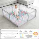 Baby Playpen for Toddlers: 6.56x6.56 ft Kid-Safe Enclosed Play Yard | Non-Slip Base, Breathable Mesh - Easy-Portable for Indoor & Outdoor Baby Play Spaces - Gray