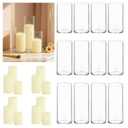 Trxvxo 48 PCS White Pillar Candles (2''X3,4,6) and Glass Cylinder Vases(2.6''X5,6,8),Hurricane Candles,Perfectly Sized for use as a Centerpiece Candle Decoration on Wedding Tables!