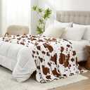 Cozy Bliss Cow Print Throw Blanket for Bed - Fuzzy Thick Soft Warm Fleece Blankets for Couch & Bed, for Women Men Girls Kids, Brown Twin Size 60"*80"