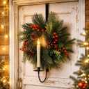 LemonRoad 20 Inch Metal Over the Door Wreath and Candle Holder