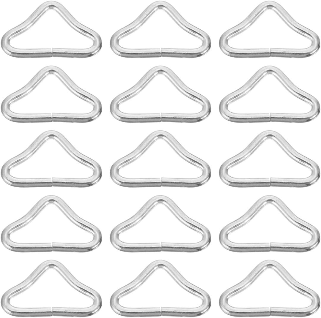BESPORTBLE 40Pcs Zinc Plated Steel Triangular Rings 1.65X0.98In for Trampoline Replacement Bags Purses Crafts and DIY Accessories