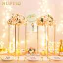 Nuptio Gold Vases - 10 Pcs, 23.6 Inch Tall, Geometric, Wedding Centerpieces for Tables