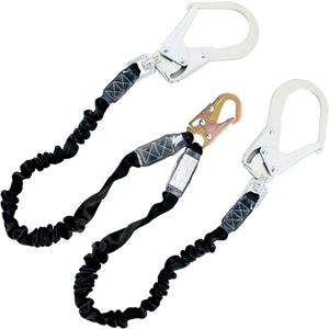 6ft Safety Harness Lanyard Double Leg Internal Shock Absorbing Safety Fall Protection Lanyard with Rope Harness Safety Lanyard Dual Rebar & Snap Hook Roofer Fall Protection EquipmentAlloy Steel