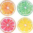 10 Inch Melamine Dinner Plates, Fruit Salad Dishes Set of 4, Summer Dessert Plate for Appetizer, Snacks and Side Plates, Birthday Party Lightweight Plates (Red/Green/Yellow/Orange)