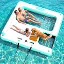 FBSPORT Inflatable Floating Dock with Water Hammock Dog Boat Ramp for Lake, 8ft Lake Floats for Adults Inflatable Island Platform Water Raft with Ladder, Tanning Pool Lounger for Sea Dock Boat, 8ft*8ft*0.5ft