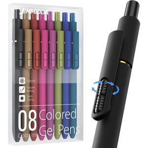 Colorful Gel Pens - 8 Pcs Colored Ink Pens Coloring | 0.7MM Smooth Writing Medium Point - Quick Drying Retractable Colored Pen for Journaling Note Taking (Vintage - 8Pcs