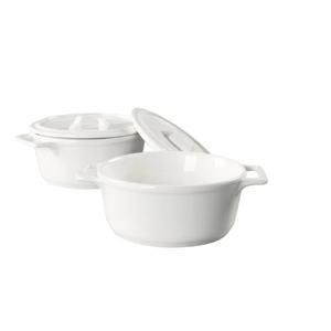 Ceramic Mini Round Cocotte Set, 13.5 Ounces Small Casserole Dishes with Lids and Handles, Set of 2, Individual Baking Ramekins, Oven, Microwave & Dishwasher Safe