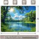 Fabric 8x6ft Lake Natural Scenery Backdrop River Forest Tree Blue Sky Bokeh Background Picnic Camping Hiking Spring Outdoor Party Decorations Photoshoot Banner Props