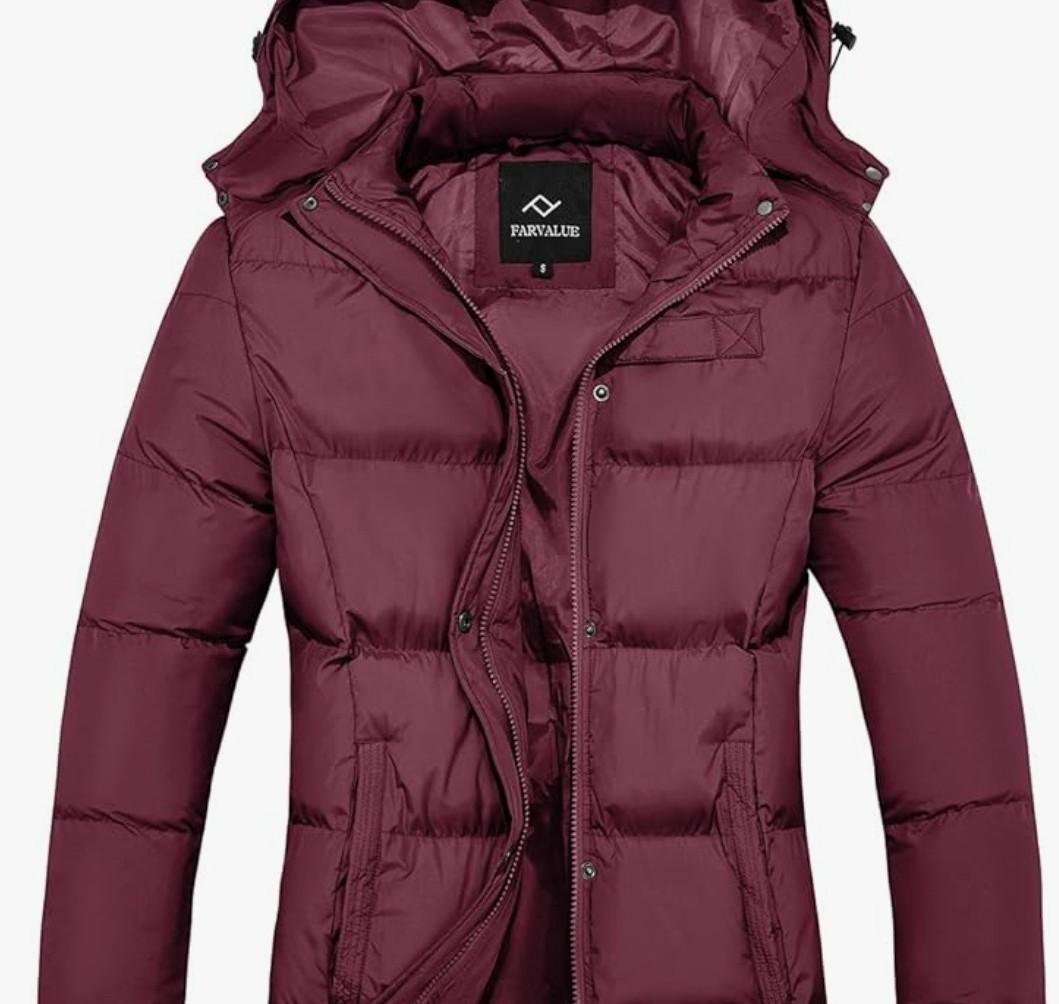 FARVALUE Women's Winter Coat Thicken Puffer Jacket Warm Bubble Coat with Removable Hood Medium