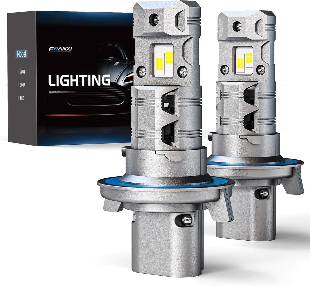 FRANXI H13/9008 Bulbs Fog Light Hi/Low Beam, 16000 LM Super Bright 6000K Cool White, 1:1 Size Design, IP67 Waterproof Plug and Play, Pack of 2