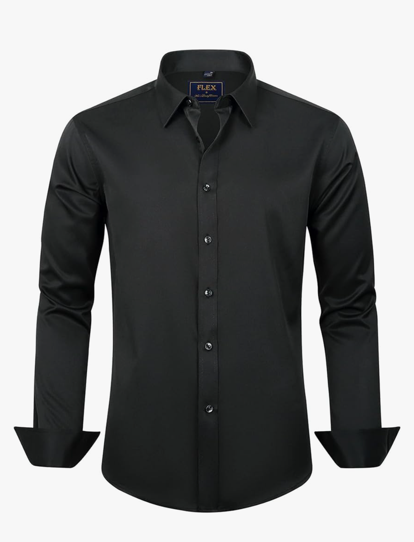 J.VER Men's Dress Shirts Solid Long Sleeve Stretch Wrinkle-Free Formal Shirt Business Casual Button Down Shirts 4 XL