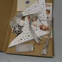 minkissy 2pcs Christmas Star Lamp Shade Hollow Out 9 Pointed Paper Star Lantern Ceiling Hanging Lamp Shades Covers Pendant for Xmas Wedding Holiday Party White