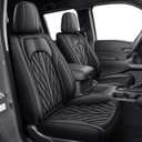 AOMSAZTO Seat Covers Fit for Nissan Frontier 2009-2024 2025 Crew Cab Extended Cab Faux Leather Full Set Truck Pickup Car Seat Covers (Black, 5 Seats)