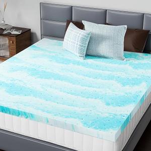 DUMOS Memory Foam Mattress Topper King, 2 Inch Thick Gel Infused Bed Toppers for Queen Size Bed, Soft Mattress Pads for Sleeper Sofa, RV, Camper, CertiPUR-US Certified, Blue DUMOS Memory Foam Mattress Topper King, 2 Inch Thick Gel Infused Bed Toppers for Queen Size Bed, Soft Mattress Pads for Sleeper Sofa, RV, Camper, CertiPUR-US Certified, Blue