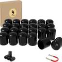 Lug Nut Covers- 24PCS 19mm Inner Flexible Fit Anti-Skid Treatment Wheel Lug Nut Cap with Removal Clip and 4 Tire Valve Stem Caps (Black)