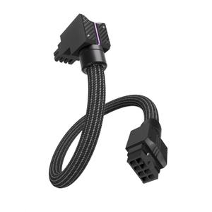 EZDIY-FAB UNIFAS ARGB 8-Pin GPU Extension Cable,16AWG 90 Right-Angle PCIe PSU Power Extension, 5V 3-Pin RGB Sync, Unified Cable Design, Single 8-Pin Only,Black-RVS