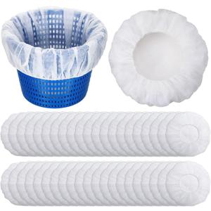 Janmercy 200 Pcs Pool Skimmer Socks Fine Mesh Basket Strainer Screen Liners Savers Clean Debris and Leaves for Inground and Above Ground Pool Filters Baskets Skimmers(White)
