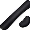 Keyboard and Mouse Gel Memory Foam Wrist Pads, Universal Design Promotes Comfort, Pain Relief, and Healthy Posture, Black