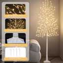 Birch Tree with LED Lights 4+6+8FT, 3PK Artificial Christmas Trees Prelit with 8 Lighting Modes and Timer, Lit Twinkling Twig Tree Warm White for Xmas Home Outdoor Indoor Decoration