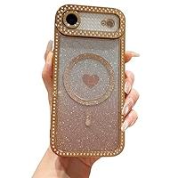 Misscase Magnetic Glitter Case for iPhone 17 Air 6.5 Inch, Camera Protection, Compatible with MagSafe, Rectangle Cute Bling Sparkle Diamond Colorful Phone Cover, DropTested & ShockproofGold
