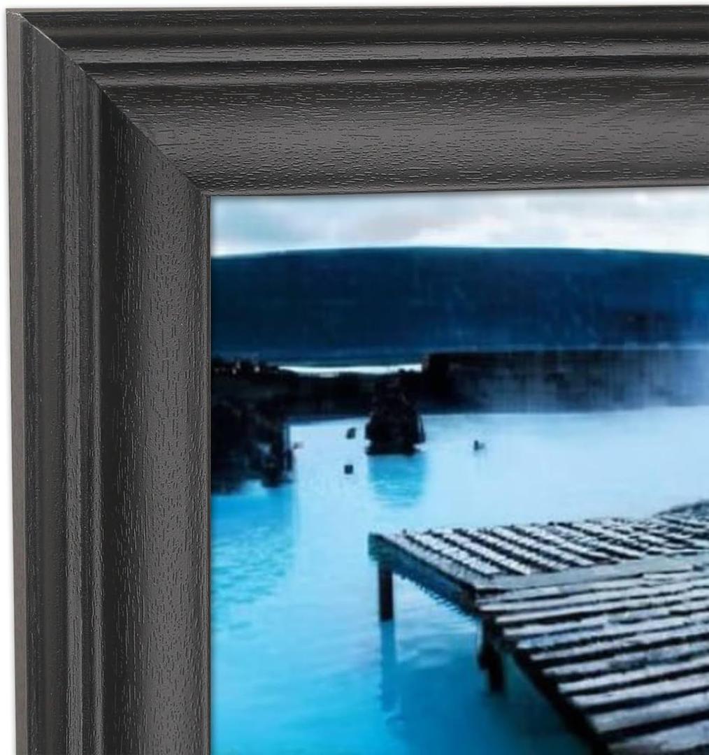 15x32 inch Picture Frame Solid Wood Black Panoramic Photo Frame,Suitable for Poster/Painting/Group Photo/Puzzle (A23B1532)
