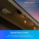 Enbrighten Vibe Add-an-Outlet Light Adapter, Smart Outdoor Outlet with Two GFCI Outlets for Porch Lights, Security Cameras, Direct Wire, Compatible with Alexa, Google Assistant, White, 80750