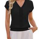 Blooming Jelly Women Short Cap Sleeve Sweater Business Casual Blouses Black (S)
