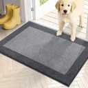 PURRUGS Dirt Trapping Door Mat 20" x 32", Non-Slip/Skid Machine Washable Entryway Rug, Shoes Scraper, Throw Rug, Super Absorbent Area Rug for Muddy Wet Shoes and Paws, Light Grey & Grey