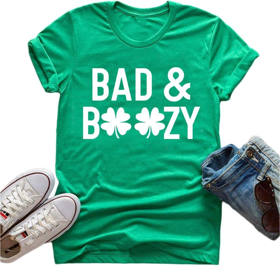 St Patricks Day Shirt Women Shamrock Lucky T-Shirts Irish Festival Holiday Tee Tops