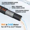 Pressure Washer Hose 25FT 3/8", 4800PSI No Marking Kink Free Hose with Quick Connect Ends and Adapters for Hot & Cold Water up to 140F, Steel Wire Braided Hose for Power Washing