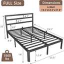 14 Inch Full Bed Frame with Headboard, Black Metal Full Size Bed Frame, No Box Spring Need, Anti-Slip Gaskets, Noise-Free, Heavy Duty Steel Platform Support, Easy Assembly