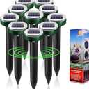10 Pack Ultrasonic Mole Repellent,Solar Powered Gopher Mole Repellent Stakes for Chipmunks,Snake,Gophers,Voles,Waterproof Sonic Moles Deterrent for Home Garden,Yard