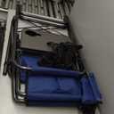 EVER ADVANCED Portable 30.7" Seat Height Tall Folding Camping Chair Directors Chair High Foldable Bar Stool with Side Table for Makeup Artist, Sports Event, Craft Show, Supports 350LBS (Blue Grey)