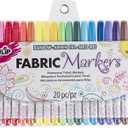 Tulip Permanent Nontoxic Fabric Markers Rainbow 20 Pack - Fine Tip, Minimal Bleed & Fast Drying - Premium Quality for T-shirts, Clothes, Shoes, Bags & Other Fabric Materials