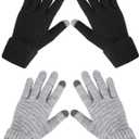 Premillow Winter Gloves for Women - Warm Womens Winter Gloves, Touchscreen Knit Glove with Elastic Cuff for Cold Weather (Black + Gray B)