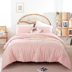 weigelia Pink Comforter Full Size Set Soft All-Season Bedding with 300GSM Fluffy Microfiber, Includes 2 Matching Pillowcases Elegant Blush Pink Comforter for Girls, Teens, and Women
